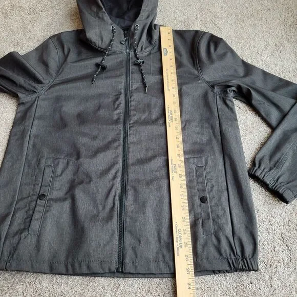 Nomad Jacket Mens Sz M Tech Fleece Lined Hooded Full Zip Snap Pockets Gray READ - Picture 6 of 15